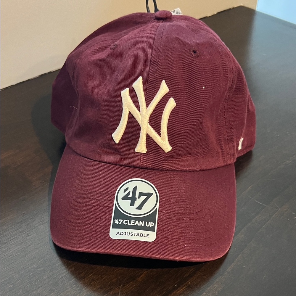 NWT * 47 Maroon Baseball Cap with Cream NY Logo